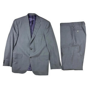 Jack Victor Napoli CT 2-Piece Wool Suit Blue Pinstripe Grey Size 42 R US | 36 W